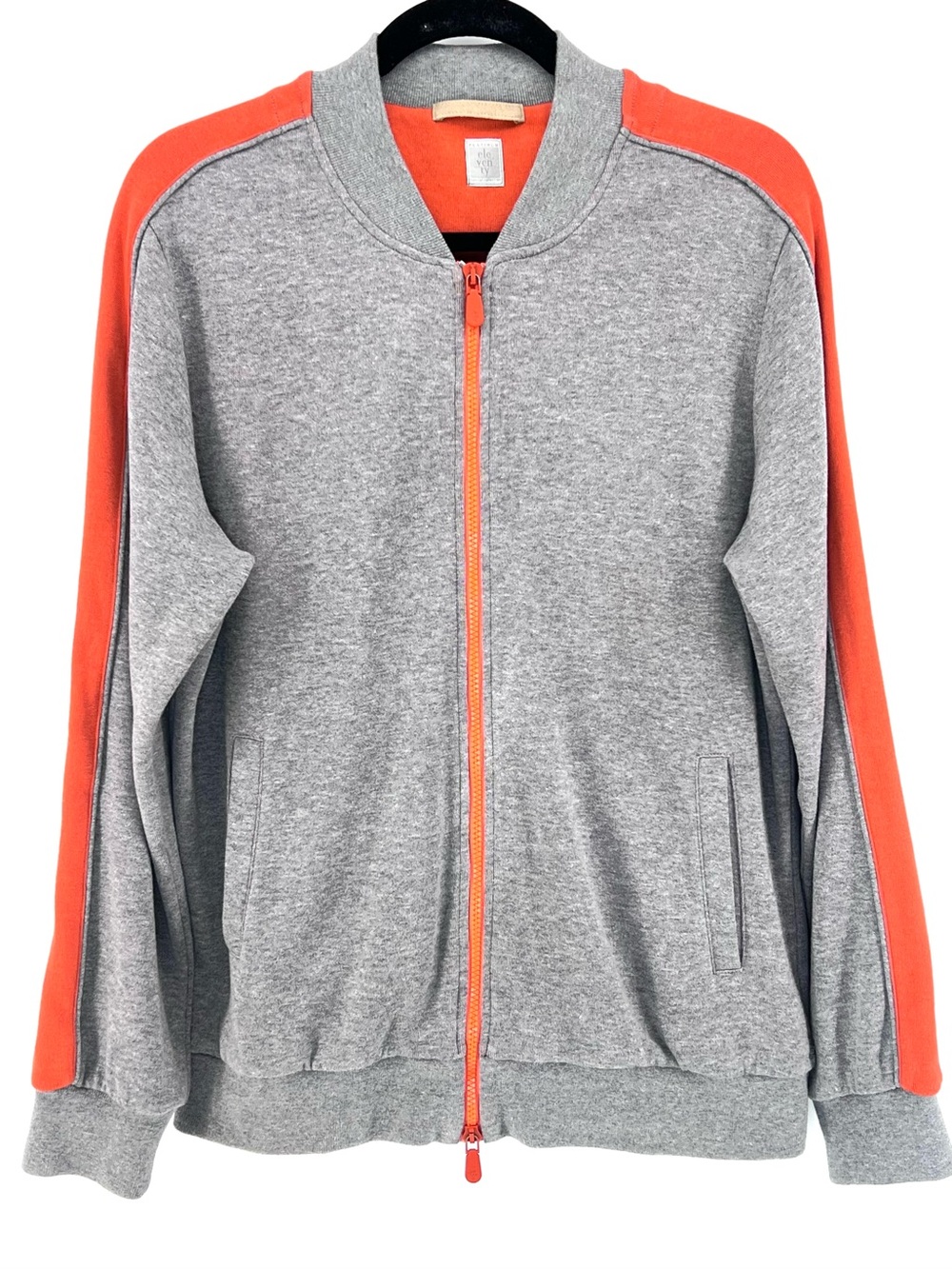 Eleventy Cotton Bomber Track Jacket
Sz L gray orange Minimalist Casual Italy